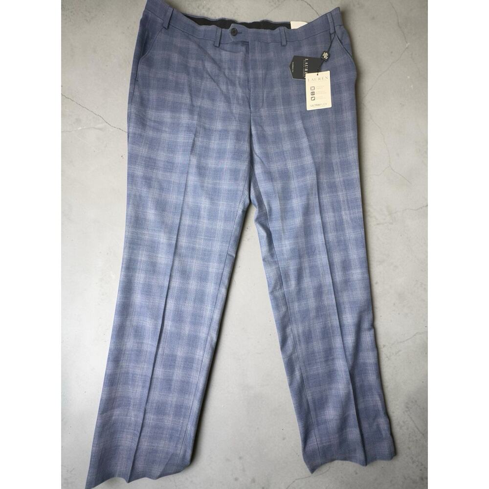 Lauren Ralph Lauren Mens Classic Fit Suit Pants 40x32 Blue Plaid Wool Blend NWT